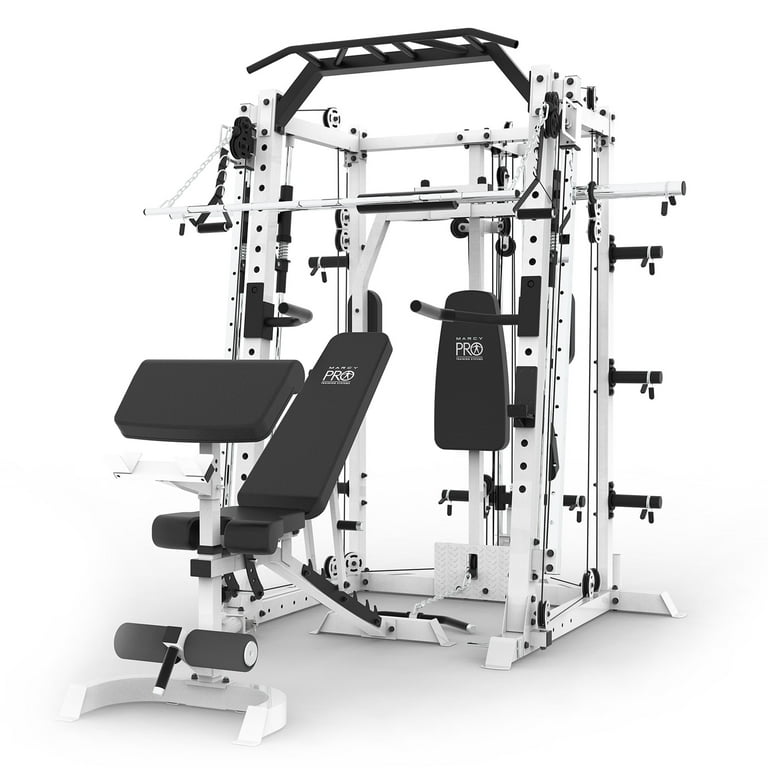 Marcy Smith Machine Cage Home Gym System, White Weightlifting