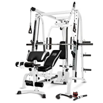 Marcy Pro Smith Cage Workout Machine Total Body Training Gym System, White