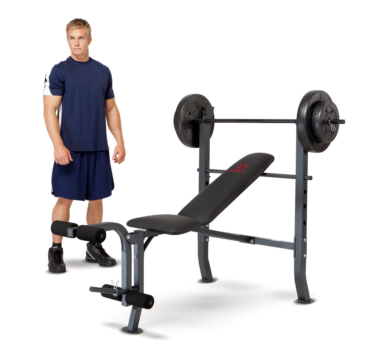 Marcy Standard Bench with 80 lb Weight Set Home Gym Workout Equipment - image 1 of 5