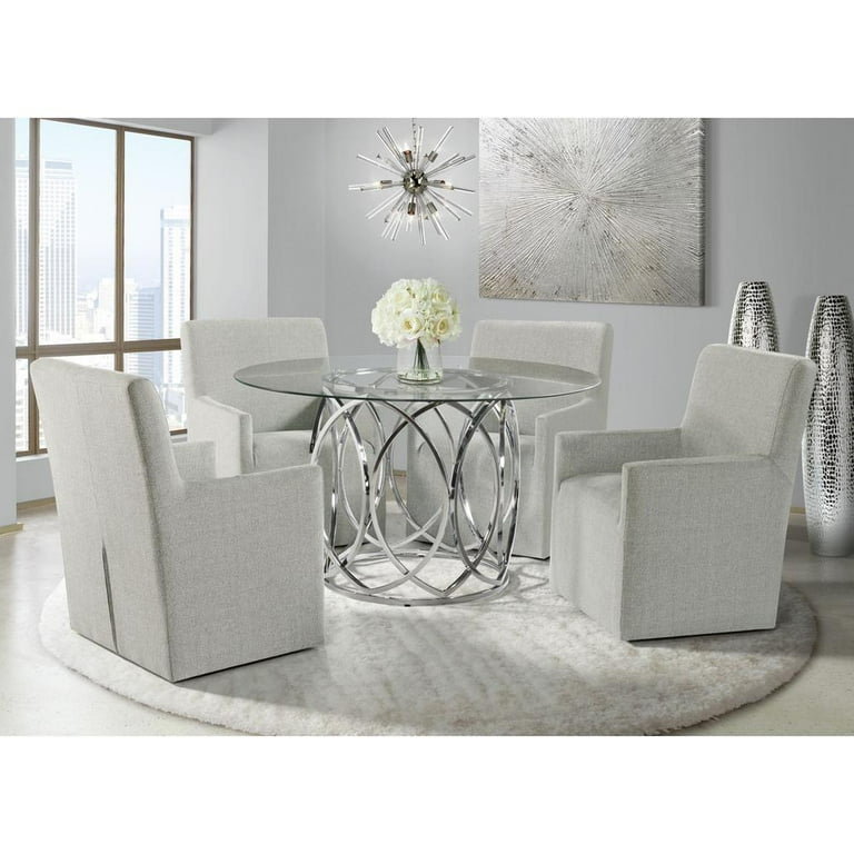 Marcy Standard Height 5PC Dining Set-Table and Four Arm Chairs in