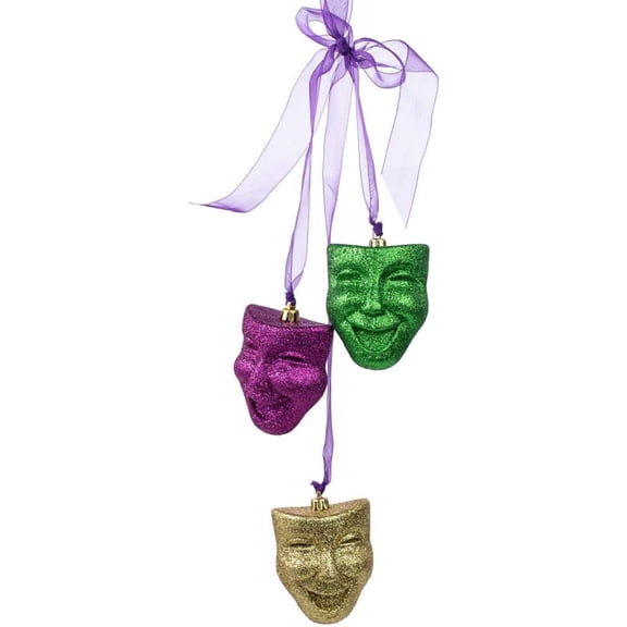 Mardi Gras 16" Comedy Tragedy Masks Ornament (3) Holiday Tree Christmas New Orleans