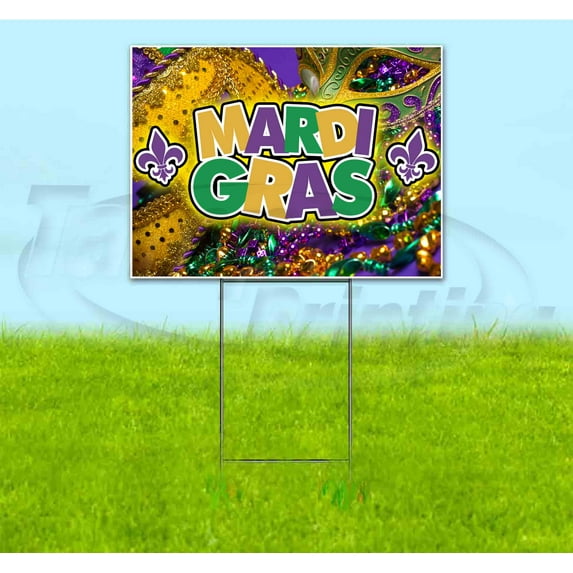 Mardi Gras (18" x 24") Yard Sign, Includes Metal Step Stake