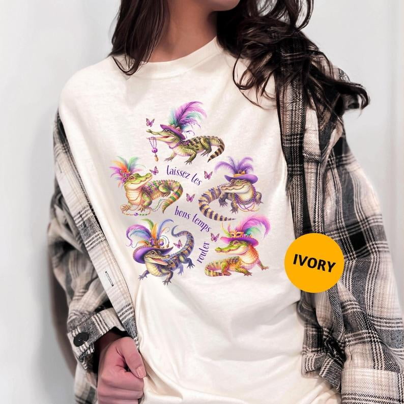 Mardi Gras 2025 T Fun Fat Tuesday Carnival Cajun Gators Cute New