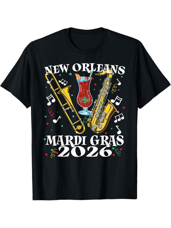 Mardi Gras 2026 New Orleans Bourbon Street Jazz Band T-Shirt tee