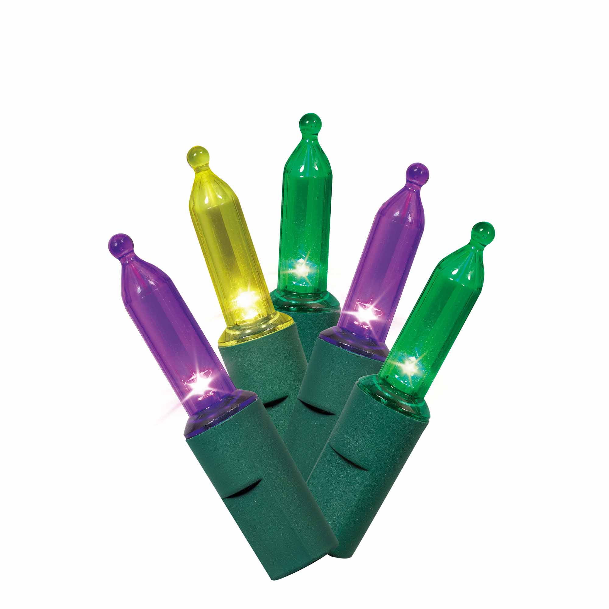 Mardi Gras 50Count Multicolor LED Mini Lights, 9.5 feet, by Way To