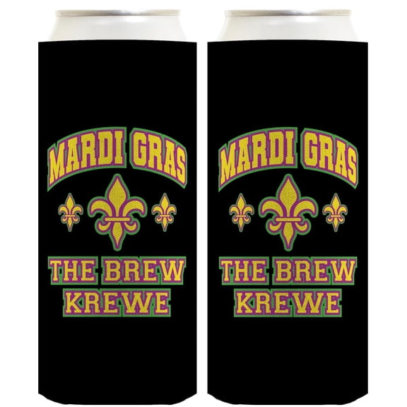 Mardi Gras Accessories Mardi Gras The Brew Krewe 2-Pack Ultra Slim Can Thermocoolers