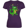 thumbnail image 1 of Mardi Gras Alligator Playing Saxaphone Jester Jazz Juniors Soft T Shirt Purple SM, 1 of 1