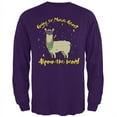 thumbnail image 1 of Mardi Gras Alpaca Funny Pun Mens Long Sleeve T Shirt Purple MD, 1 of 1