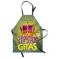 thumbnail image 1 of Mardi Gras Apron Antique Crown on Vintage Radial Backdrop Lettering with Checkered Pattern, Unisex Kitchen Bib Apron with Adjustable Neck for Cooking Baking Gardening, Purple Gold Green, by Ambesonne, 1 of 3