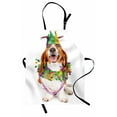 thumbnail image 1 of Mardi Gras Apron Happy Smiling Basset Hound Dog Wearing a Jester Hat Neck Garland Bead Necklace, Unisex Kitchen Bib Apron with Adjustable Neck for Cooking Baking Gardening, Multicolor, by Ambesonne, 1 of 3