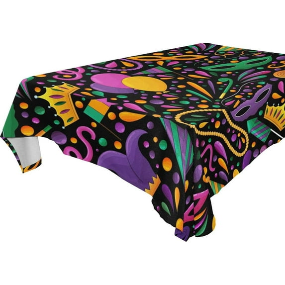 Mardi Gras Balloon Mask Tablecloth Rectangle Colorful Table Cloth Large Square Table Cover for Dining Kitchen Party 54"x72" Decor Gift