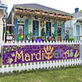 thumbnail image 1 of Mardi Gras Banner for Fence Balcony New Orleans Themed Party Decoration Carnival Yard Lawn Sign Masquerade Party Hanging Banners, 1 of 4
