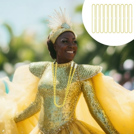 Mardi Gras Bead Necklaces 10 Pack Plastic Party Accessories for Carnival Celebration Events and Festive Gatherings(Gold)