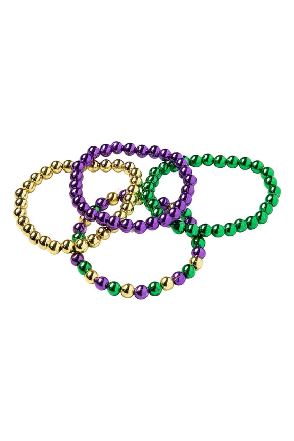 Mardi Gras Beaded Bracelets, Jewelry, Mardi Gras, 24 Pieces