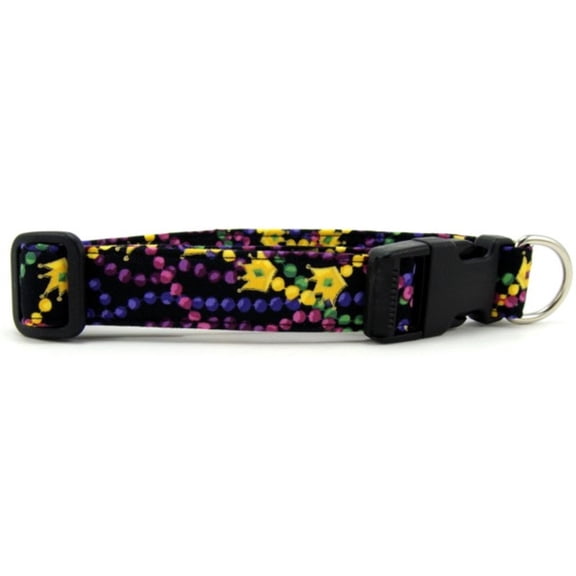 Mardi Gras Beads & Crowns Dog Collar - Size - X-Large