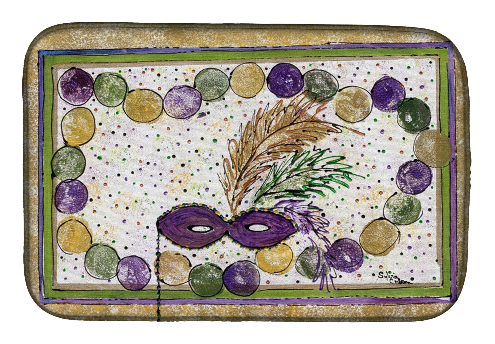 Caroline's Treasures Mardi Gras Fleur de Lis Purple Green and Gold Dish Drying Mat