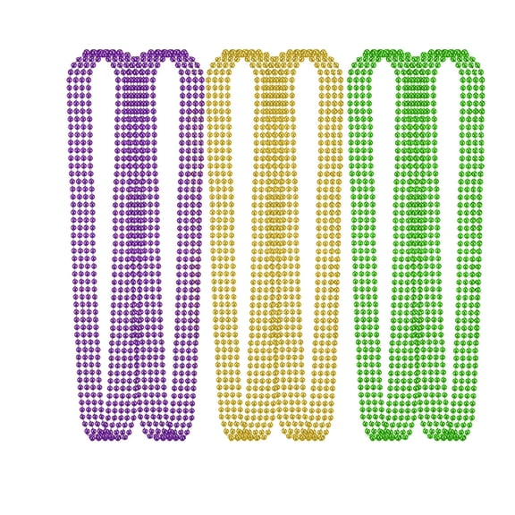 Mardi Gras Beads Necklaces, 33 Inch Color Plated Plastic Bead Necklace for Orleans Holiday Party, Festive Party Favors for Celebrations