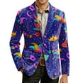 thumbnail image 1 of Mardi Gras Blazer for Men Corduroy Jacket Two Button Sport Coat Carnival Themed Pattern Suit Jackets for Dinner Prom Party, 1 of 5
