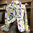 thumbnail image 1 of Mardi Gras Blazer for Men Lightweight Corduroy Carnival Themed Pattern Two Button Parada Party Slim Fit Jacket with Pockets, 1 of 5