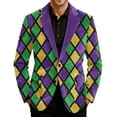 thumbnail image 1 of Mardi Gras Blazer for Men Lightweight Corduroy Carnival Themed Pattern Two Button Parada Party Slim Fit Jacket with Pockets, 1 of 5