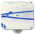 thumbnail image 1 of Mardi Gras Blue with White Square Glass Cabinet Knob - Aluminum Post, 1 of 1