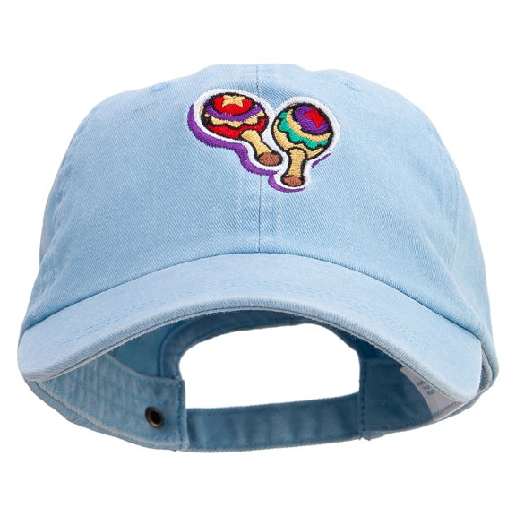Mardi Gras Cabasa Embroidered Pigment Dyed Wash Cap - Lt Blue OSFM