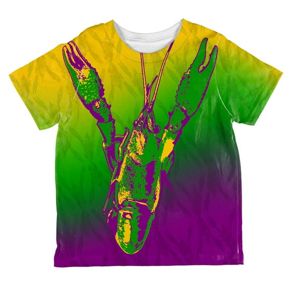 Mardi Gras Cajun Crawfish All Over Toddler T Shirt Multi 2T