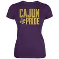 thumbnail image 1 of Mardi Gras Cajun Pride Fleur De Lis Juniors Soft T Shirt Purple X-LG, 1 of 1