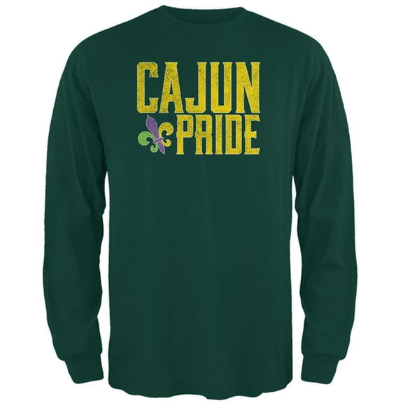 Mardi Gras Cajun Pride Fleur De Lis Mens Long Sleeve T Shirt Forest Green X-LG
