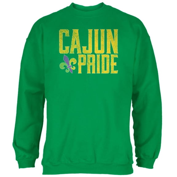 Mardi Gras Cajun Pride Fleur De Lis Mens Sweatshirt Irish Green MD