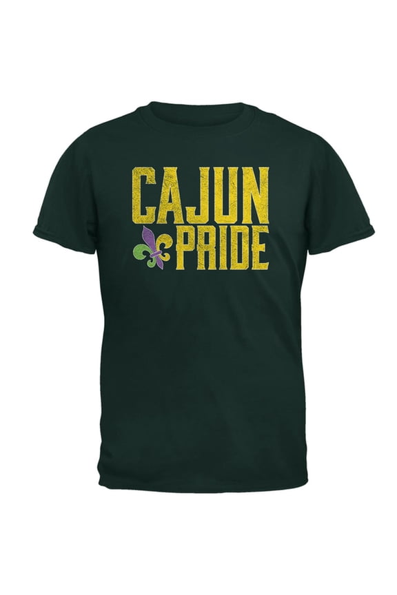 Mardi Gras Cajun Pride Fleur De Lis Mens T Shirt Forest Green X-LG