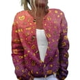 thumbnail image 1 of Mardi Gras Cardigan Sweaters for Women Mask Sequin Pattern Sweater Carnival Women Outfit, 1 of 6