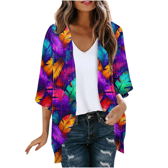 Mardi Gras Cardigan for Womens Fat Tuesday Lightweight Glitter Open Front Cardigans Carnival Theme Print Outwear