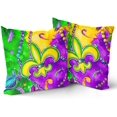thumbnail image 1 of Mardi Gras Carnival Pillow Covers 18x18 Inch Set of 2, Beautiful Fleur De Lis Shimmer Throw Pillow Covers Square Cotton Yellow Purple Green Cushion Cover for Home Couch Sofa Patio Bedroom Livingroom, 1 of 6