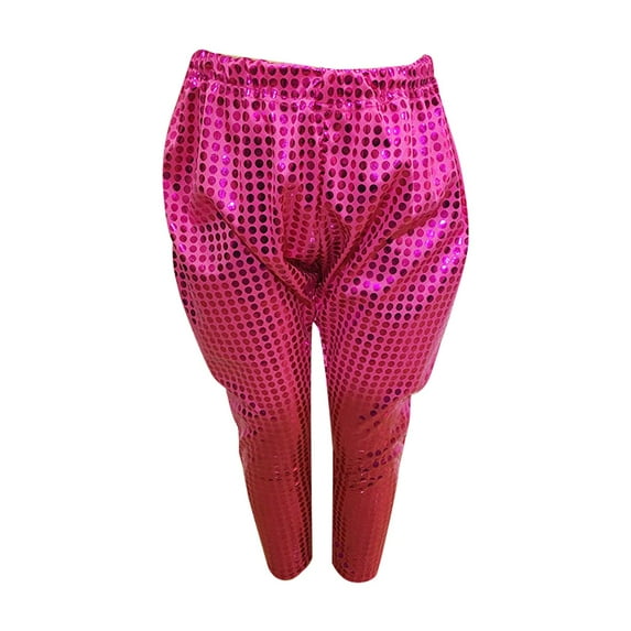 Mardi Gras Carnival Sequin Pants for Girls Pink Boys And Spring/Autumn Multicolor Solid Party Birthday Performance