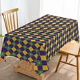 thumbnail image 1 of Mardi Gras Carnival Table Cloth Diamond Plaid Masquerade Party Decoration New Orleans Kitchen Dining Room Table Cover-60×84inch, 1 of 5