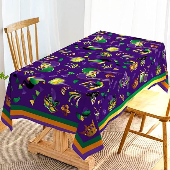 Mardi Gras Carnival Tablecloth Masquerade Party Decoration New Orleans Mask Kitchen Dining Room Rectangular Table Cover (60" x 84")