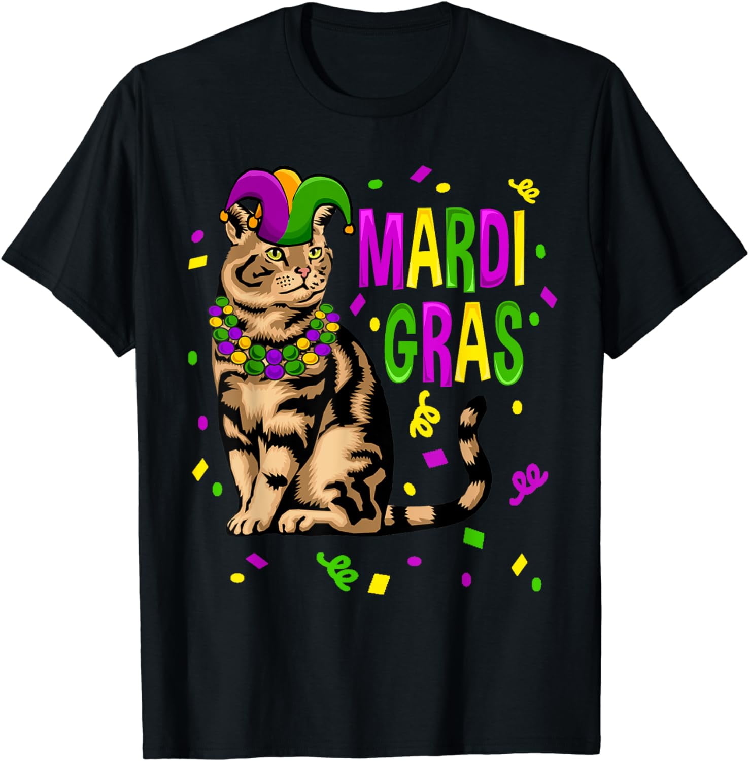 Mardi Gras Cat Tee Funny Nola New Orleans Louisiana Cat T-Shirt 