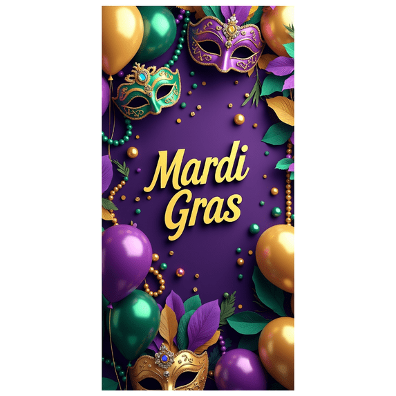 Mardi Gras Celebration Backdrop Mask Balloons Party Decorations Event Banners Festive Background Carnival Photography Props
