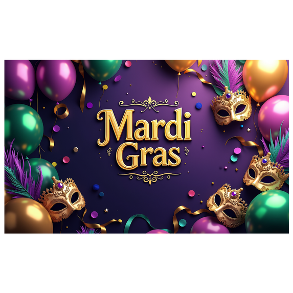 Mardi Gras Celebration Backdrop Mask Balloons Party Decorations Event Banners Festive Background Carnival Photography Props