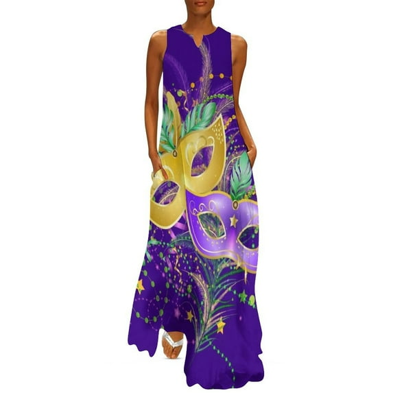 Mardi Gras Celebration Long Dress loose wom's dress Summer dresses for wom Dress
