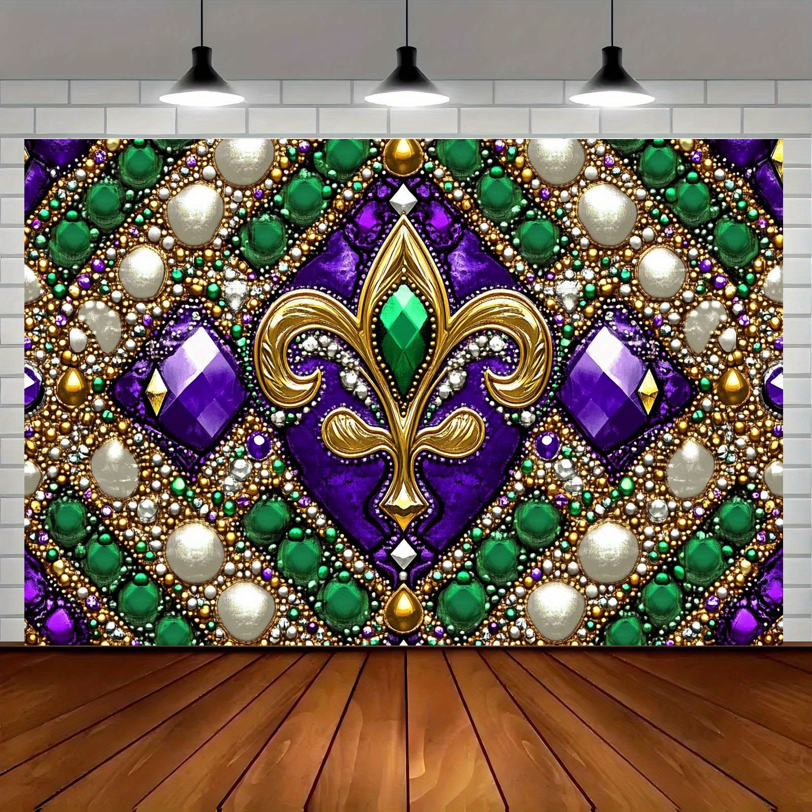 Mardi Gras Celebrations Banner Lively Purple And Green Bead Pattern ...