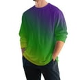 thumbnail image 1 of Mardi Gras Clothes Male Spring And Summer Round Neck Carnival Long Sleeve Lapel Full Print Holiday Celebration T Shirt Mint Green XXL, 1 of 5