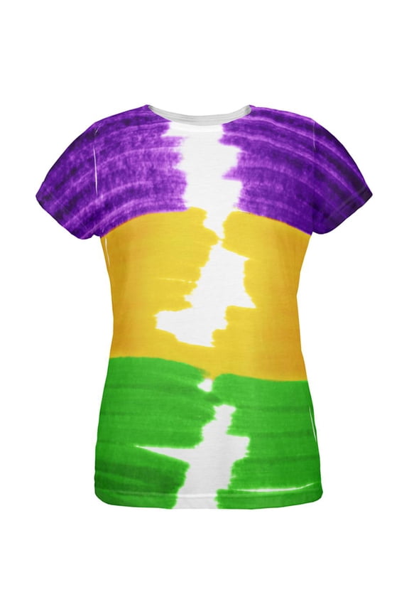Mardi Gras Color Me Cajun All Over Womens T Shirt Multi LG
