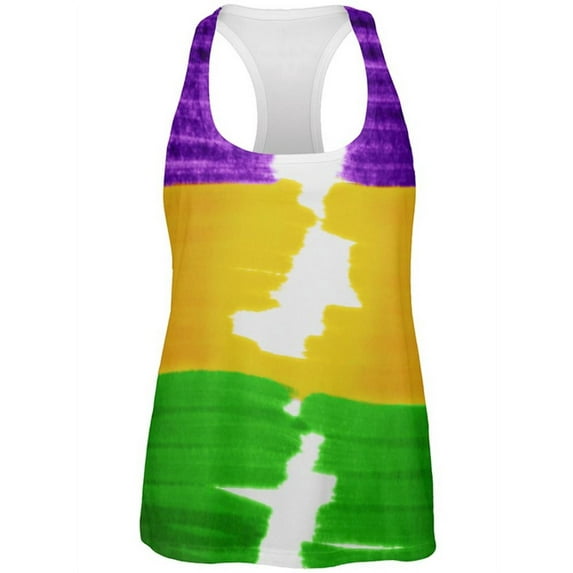 Mardi Gras Color Me Cajun All Over Womens Work Out Tank Top Multi LG