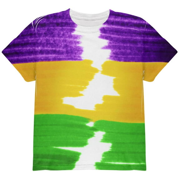 Mardi Gras Color Me Cajun All Over Youth T Shirt Multi YLG