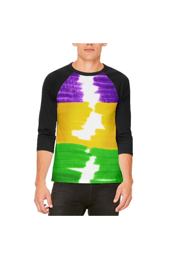 Mardi Gras Color Me Cajun Mens Raglan T Shirt White-Black SM