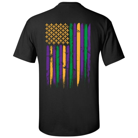 Mardi Gras Colorful Flag Unisex Short Sleeve T-shirt-Black-Small