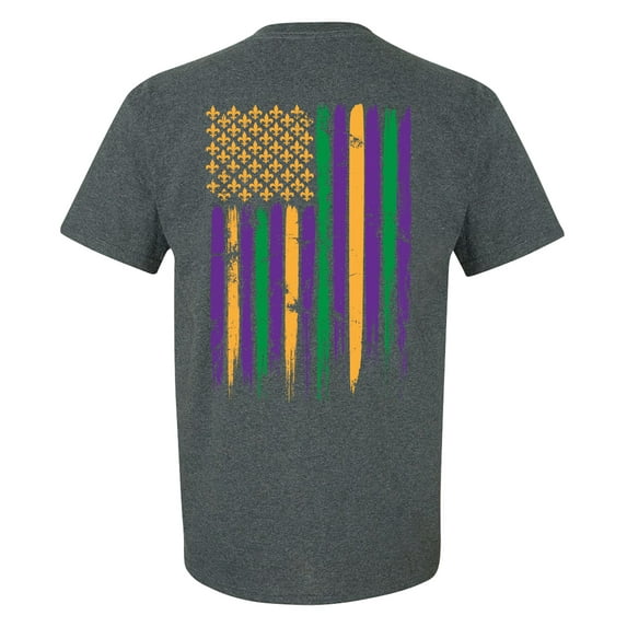 Mardi Gras Colorful Flag Unisex Short Sleeve T-shirt-Dark Heather Grey-4XL