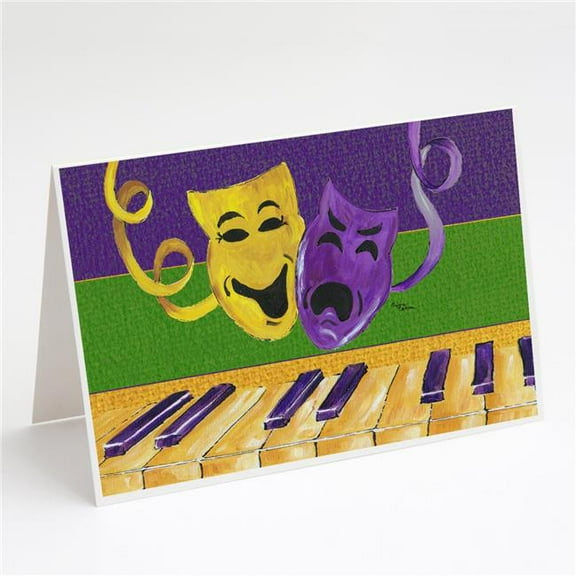 Mardi Gras Comedy & Tragedy Greeting Cards & Envelopes - Pack of 8